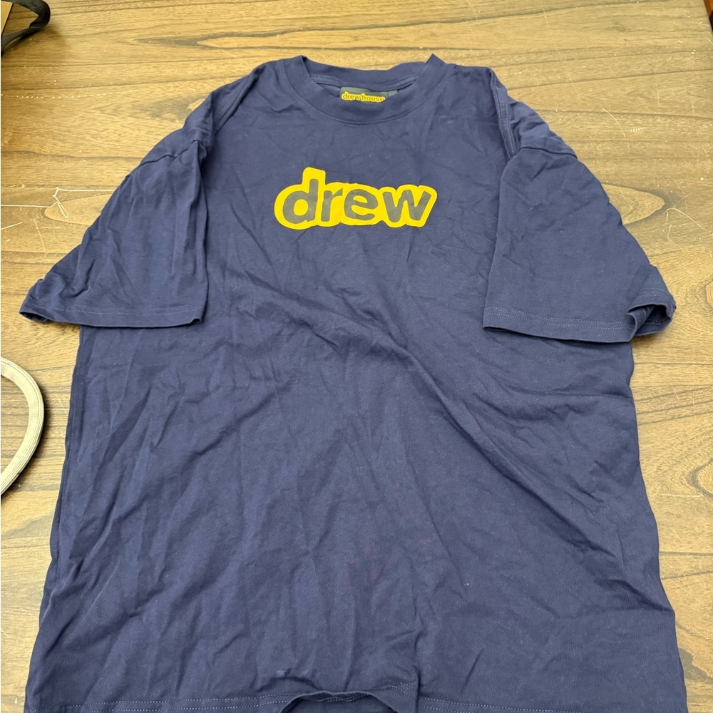Drew House Dark Blue Tee with Yellow Logo